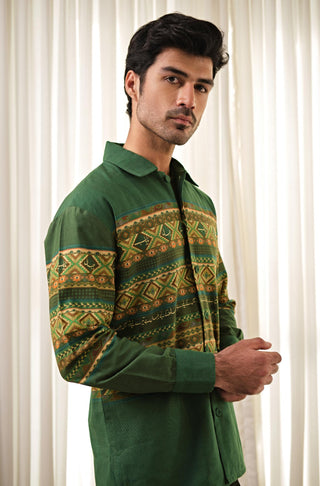 Shop manto's Unisex Loose-fit Khaddar Overshirt featuring Urdu Calligraphy