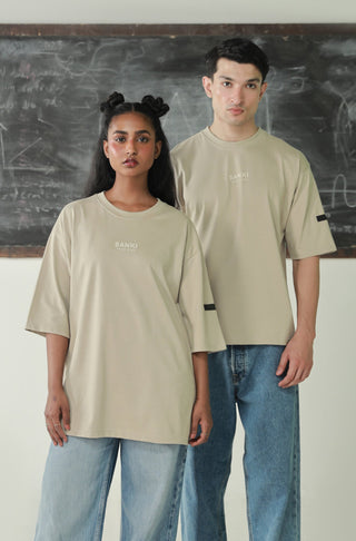 Manto's Unisex Sanki Boxy Beige T-shirt