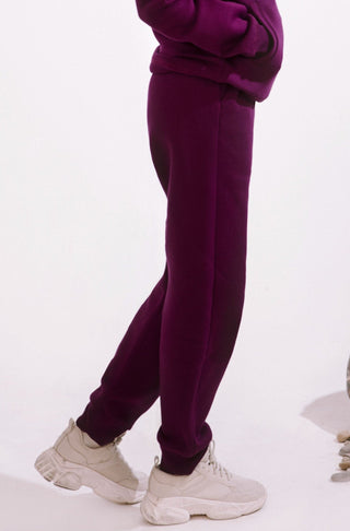 Manto Unisex Triple Layer Premium Fleece Very Plum Jogger Pants with Drawstring & Manto Logo