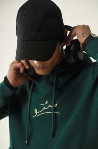 Manto's Unisex Premium Fleece Green Pullover Hoodie with Urdu Manto Logo