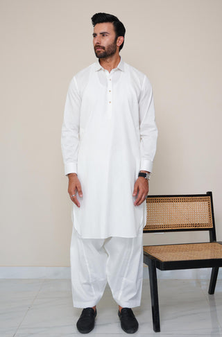 Shopmanto, wear manto, manto clothing brand, manto pakistan, ladies clothing brand, urdu calligraphy clothing, wear manto men's wear basic two piece coord cloud white shirt kurta collar textured cotton kameez shalwar, men's eid, men's fashion