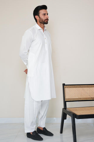 Shopmanto, wear manto, manto clothing brand, manto pakistan, ladies clothing brand, urdu calligraphy clothing, wear manto men's wear basic two piece coord cloud white shirt kurta collar textured cotton kameez shalwar, men's eid, men's fashion