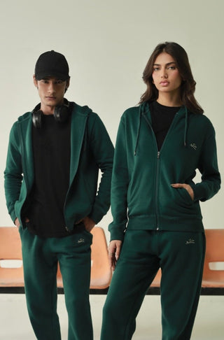 Manto's Unisex Premium Fleece Outerwear Sanki Green Zipper Hoodie