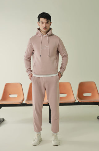 Manto's Unisex Premium Fleece Pink Pullover Hoodie with Urdu Manto Logo Paired with Pink Jogger Pants