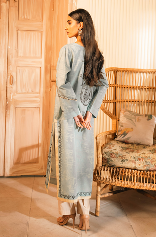 Shopmanto, wear manto, manto clothing brand, manto pakistan, ladies clothing brand, urdu calligraphy clothing, wear manto women ladies lawn kurta for spring summer, manto one piece pastel blue safar kurta with urdu calligraphy for women, spring summer season, lawn collection