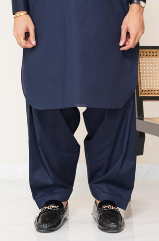 Shopmanto, wear manto, manto clothing brand, manto pakistan, ladies clothing brand, urdu calligraphy clothing, wear manto men's wear basic two piece coord midnight blue shirt kurta collar textured cotton kameez shalwar, men's eid, men's fashion