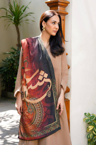 Manto's Unisex Double sided Diyar-e-Ishq Stole featuring Urdu Calligraphy