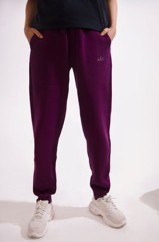 Manto Unisex Triple Layer Premium Fleece Very Plum Jogger Pants with Drawstring & Manto Logo