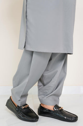 Shopmanto, wear manto, manto clothing brand, manto pakistan, ladies clothing brand, urdu calligraphy clothing, wear manto men's wear basic two piece coord grey sherwani collar cotton kameez shalwar, men's eid, men's fashion