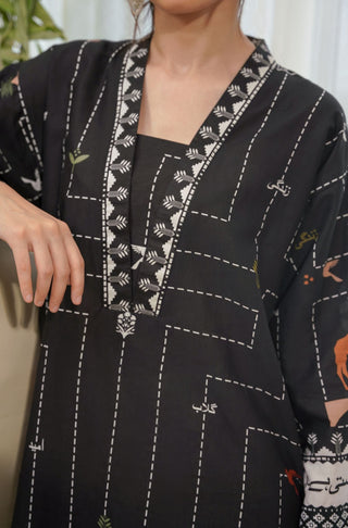 Manto Women's Black Manzar Kurta Neck Detail