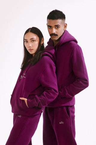 Manto's Unisex Fleece Purple Pullover Hoodie with Urdu Manto Logo