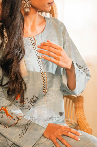 Shopmanto, wear manto, manto clothing brand, manto pakistan, ladies clothing brand, urdu calligraphy clothing, wear manto women ladies lawn kurta for spring summer, manto one piece pastel blue safar kurta with urdu calligraphy for women, spring summer season, lawn collection