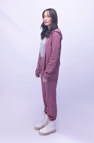 Mauve Pink Zipper Hoodie