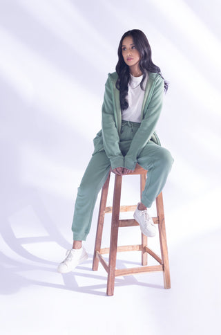 Sage Green Zipper Hoodie