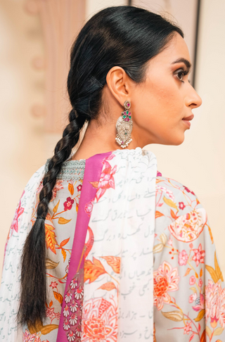 Shopmanto, wear manto, manto clothing brand, manto pakistan, ladies clothing brand, urdu calligraphy clothing, wear manto women ladies lawn kurta for spring summer, manto two piece lawn sage gulnaar coord set with fuchsia dupatta for women, spring summer season, lawn collection