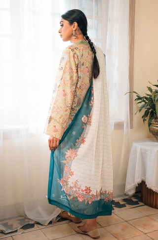 Shopmanto, wear manto, manto clothing brand, manto pakistan, ladies clothing brand, urdu calligraphy clothing, wear manto women ladies lawn kurta for spring summer, manto two piece lawn mint gulnaar coord set with teal dupatta for women, spring summer season, lawn collection