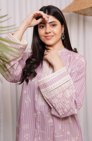 Shopmanto, wear manto, manto clothing brand, manto pakistan, ladies clothing brand, urdu calligraphy clothing, wear manto urdu calligraphy one piece lawn soft lilac sukoon kurta for women, urdu kurta lawn collection, women lawn kurta