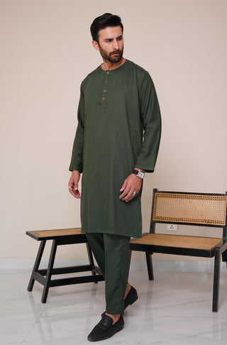 Shopmanto, wear manto, manto clothing brand, manto pakistan, ladies clothing brand, urdu calligraphy clothing, wear manto men's wear wash n wear solid 2 piece emerald green lucknow kurta pajama