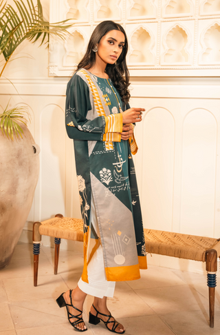 Shopmanto, wear manto, manto clothing brand, manto pakistan, ladies clothing brand, urdu calligraphy clothing, wear manto women ladies lawn kurta for spring summer, manto one piece teal blue umeed kurta with urdu calligraphy for women, spring summer season, lawn collection