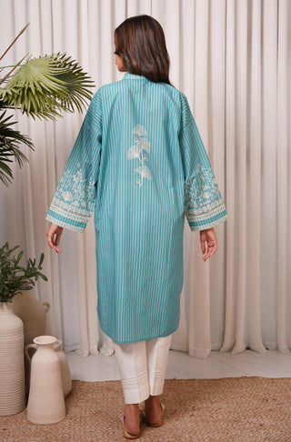 Shopmanto, wear manto, manto clothing brand, manto pakistan, ladies clothing brand, urdu calligraphy clothing, wear manto urdu calligraphy one piece lawn sea blue sukoon kurta for women, urdu kurta lawn collection, women lawn kurta