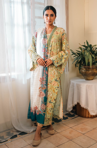 Shopmanto, wear manto, manto clothing brand, manto pakistan, ladies clothing brand, urdu calligraphy clothing, wear manto women ladies lawn kurta for spring summer, manto two piece lawn mint and teal gulnaar coord set for women, spring summer season, lawn collection