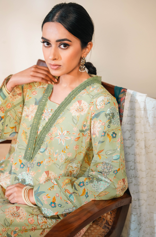 Shopmanto, wear manto, manto clothing brand, manto pakistan, ladies clothing brand, urdu calligraphy clothing, wear manto women ladies lawn kurta for spring summer, manto two piece lawn mint and teal gulnaar coord set for women, spring summer season, lawn collection