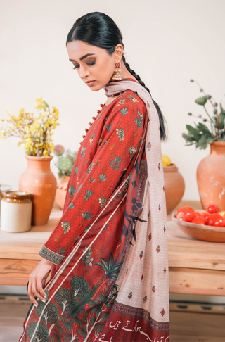 Shopmanto, wear manto, manto clothing brand, manto pakistan, ladies clothing brand, urdu calligraphy clothing, wear manto women ladies lawn kurta for spring summer, manto two piece lawn maroon gulzar coord set with dupatta for women, spring summer season, lawn collection