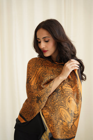 Aaina (Mirror) - Rustic Orange with Black Scarf