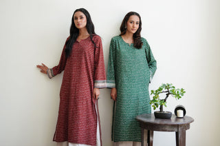 Virsa (Heritage) - Brick Red Lawn Kurta