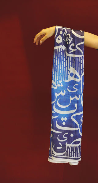 Huroof (Arabic Letter) - Shaded Blue Scarf