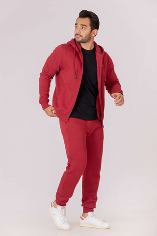 Rhubarb Red Zipper Hoodie - Men