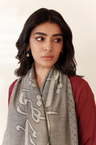 Shopmanto, wear manto, manto clothing brand, manto pakistan, ladies clothing brand, urdu calligraphy clothing, Manto urdu calligraphy unisex parvaaz weaved winter muffler stole beige, winter collection, acrylic, wool